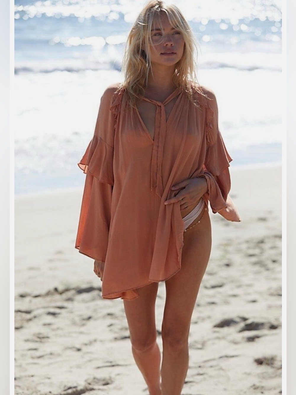 Gorgeous Free People Cattleya Oversized Tunic Top Clay Color Size XS